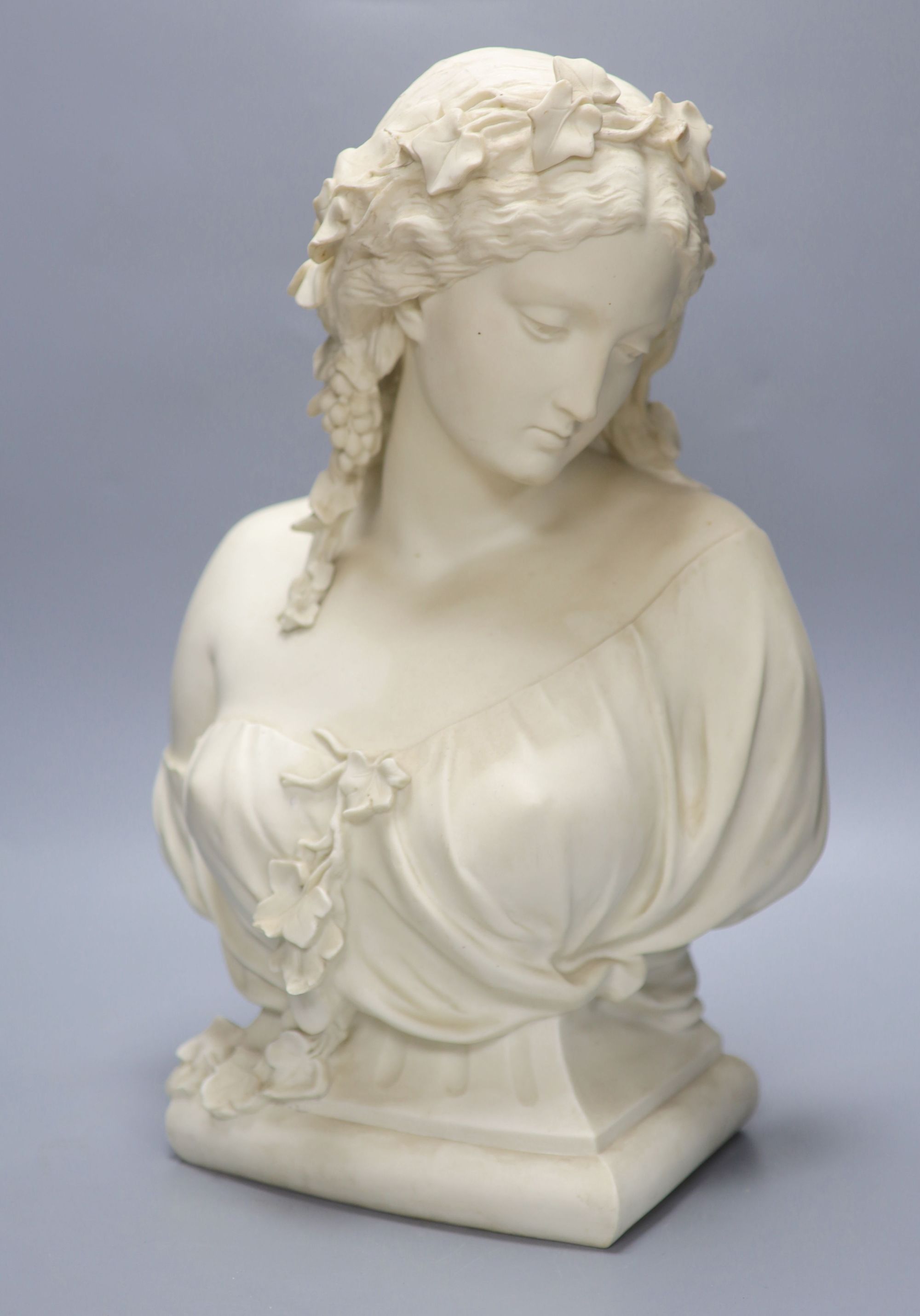 After Owen Hale. A Copeland parian bust Autumn, height 45cm